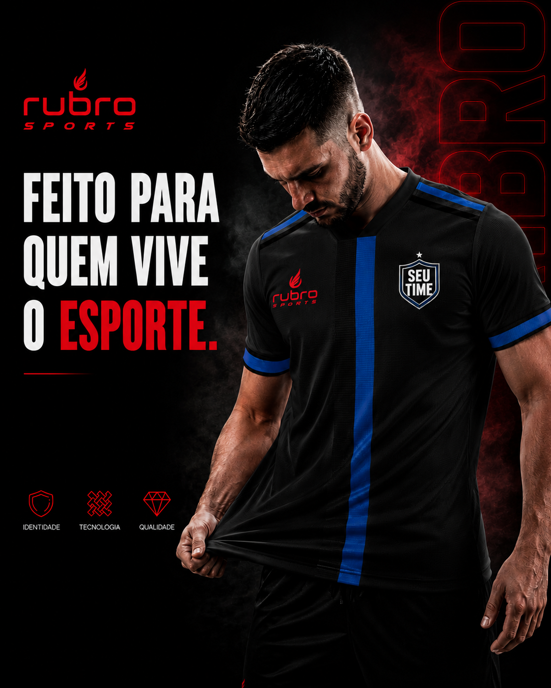 Equipe vestindo uniformes Rubro